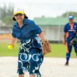 H.E. President Hilda C. Heine Throws First Pitch at 10th Micronesian Games Women’s Softball Games