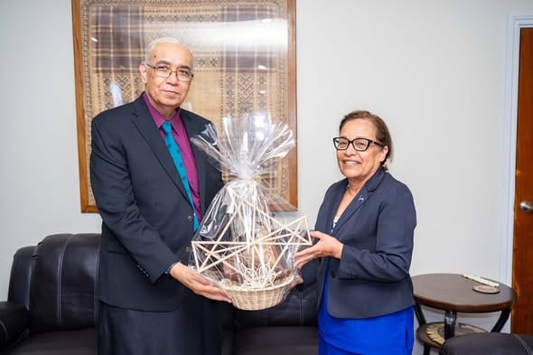 President Heine Receives Courtesy Visit from USP Pro-Chancellor Mr. Siosiua Tuitalukua Tupou Utoikamanu